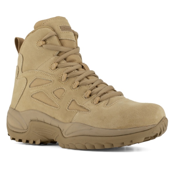 REEBOK DESERT TAN 6" STEALTH BOOT SIDE ZIP COMP TOE BOOTS RB8694 SIZE 8 NEW - Picture 1 of 8